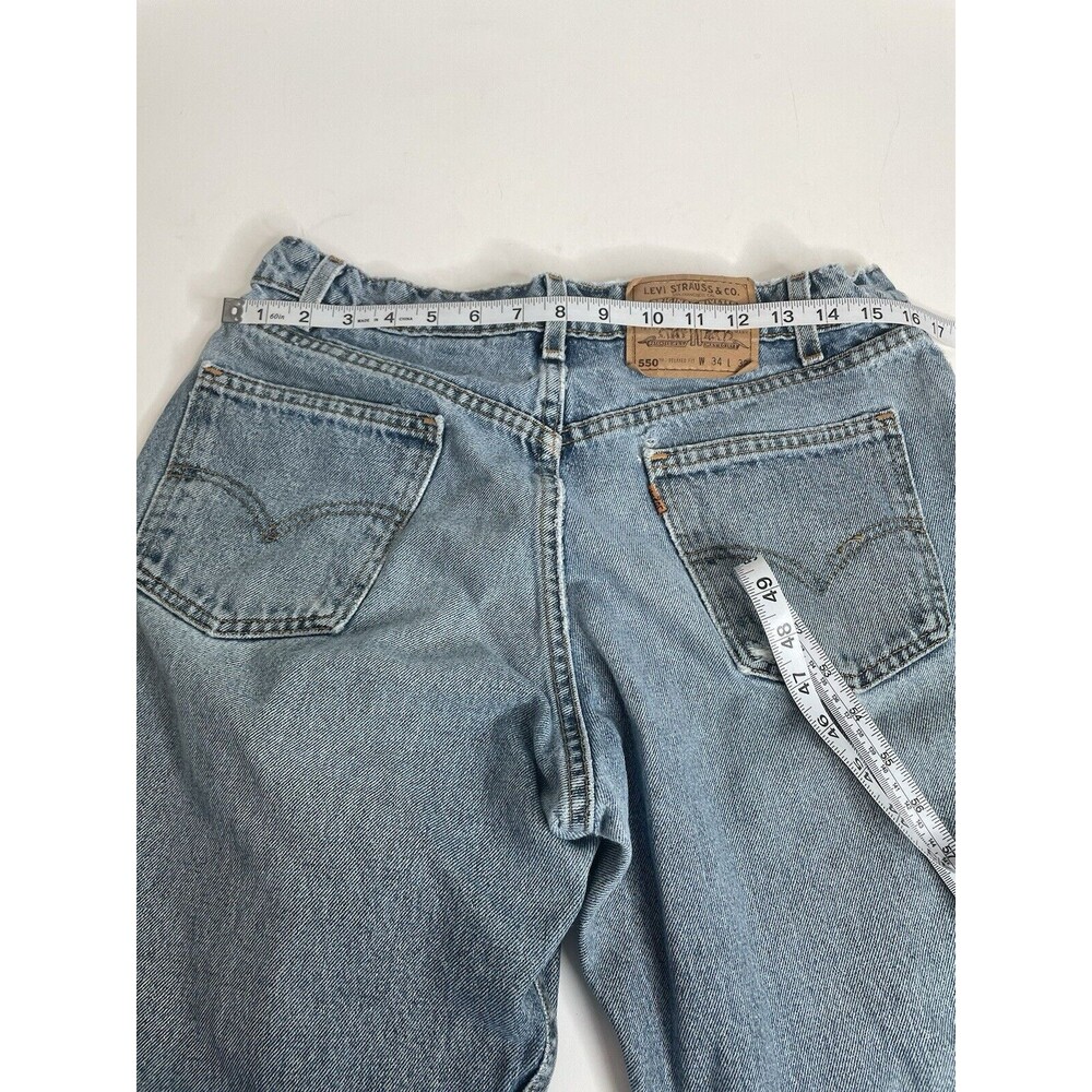 Vintage Levi’s 550 Orange Tab Jeans 34x32 Light Blue Relaxed Fit - Picture 7 of 11